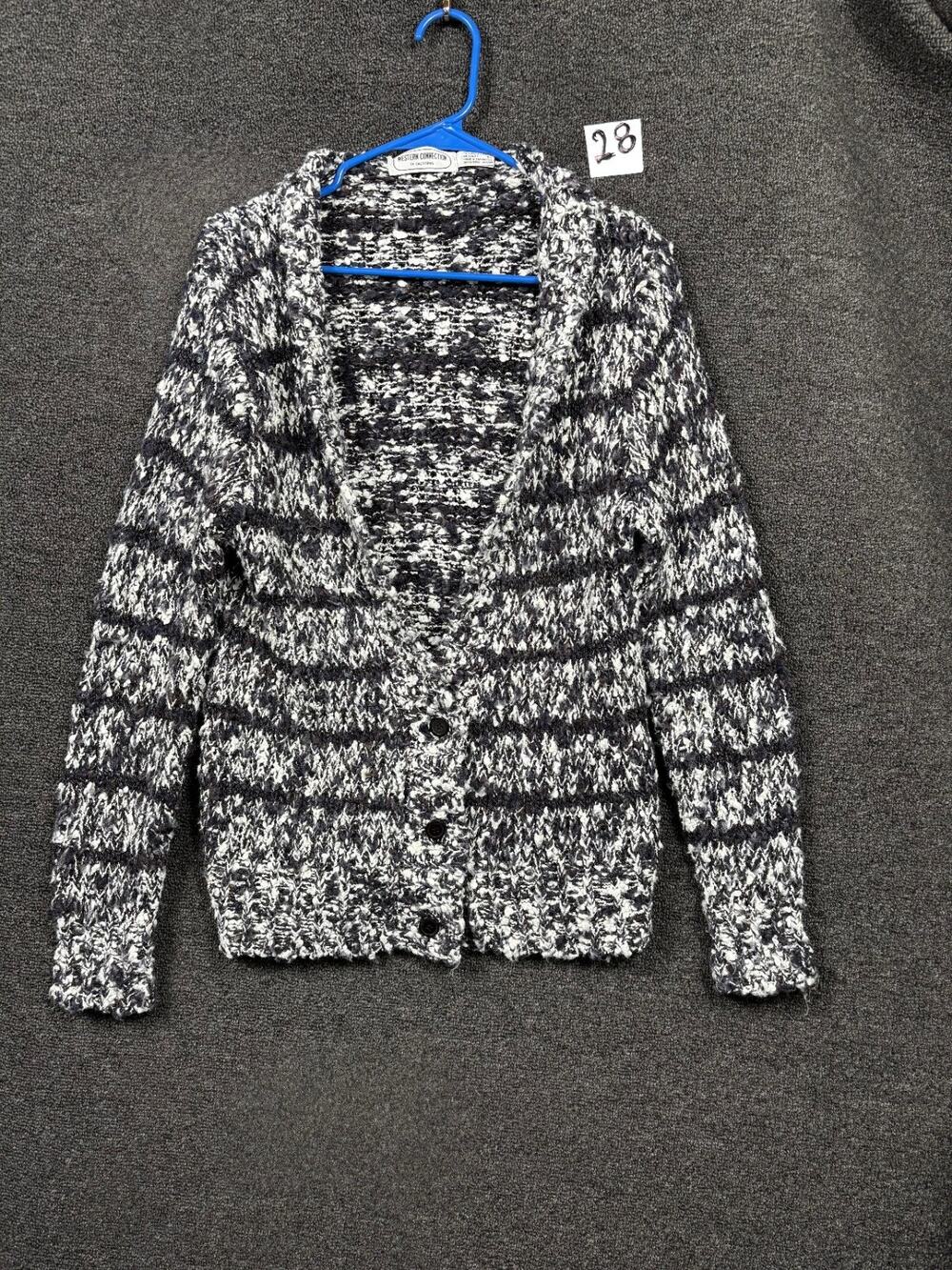 VTG Western Connection of California Cardigan Sweater Womens M Black White 90's